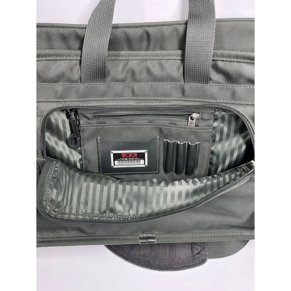Tumi Alpha Ballistic Briefcase Laptop Bag Green Nylon Grey Messenger